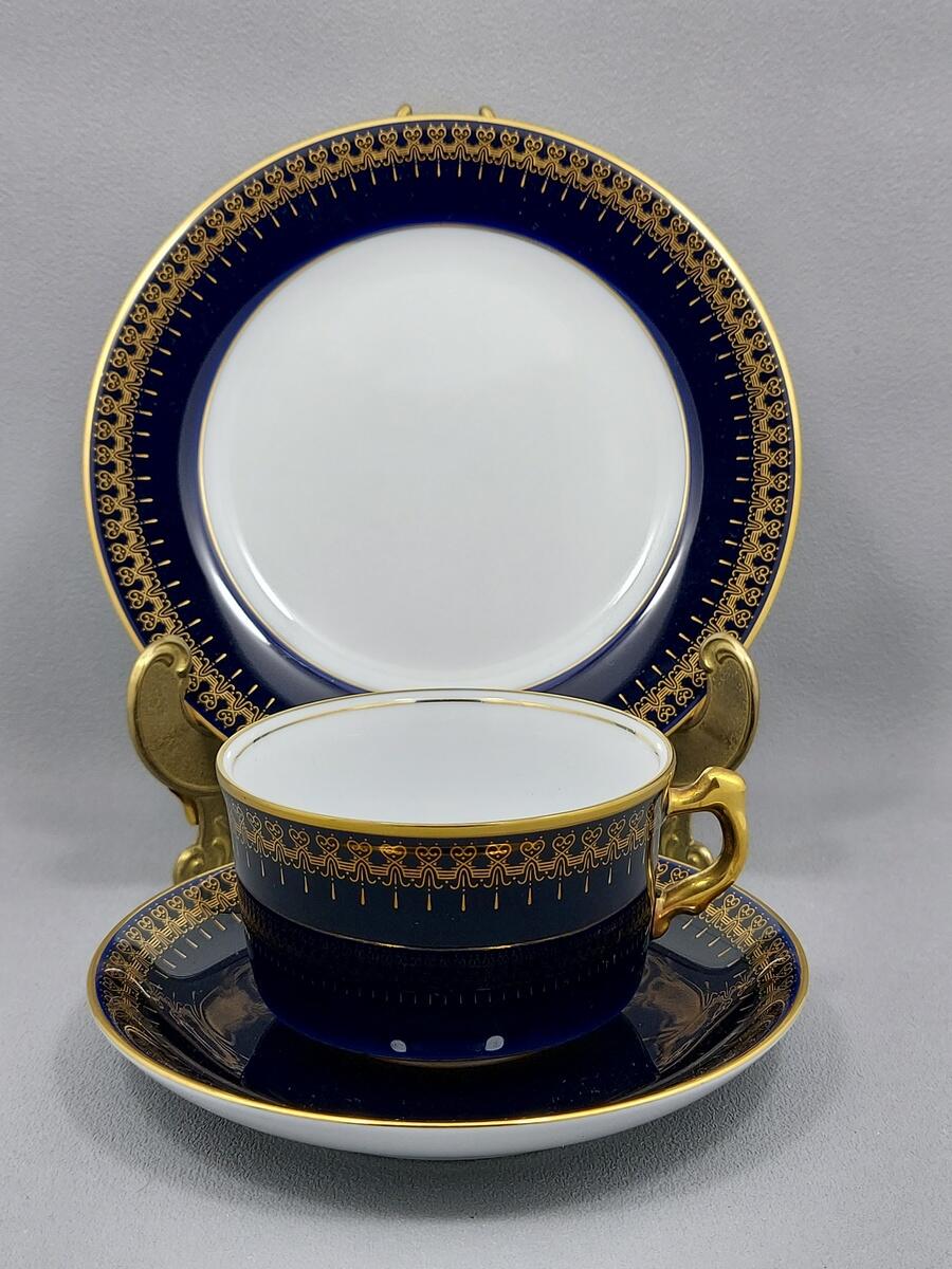 Trio kobaltowe filiżanka i talerzyki - porcelana Romanov Genuine Cobalt (2)