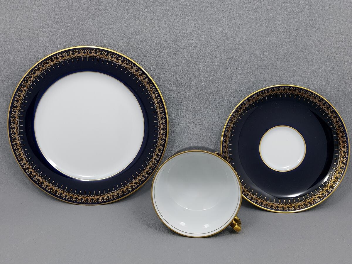 Trio kobaltowe filiżanka i talerzyki - porcelana Romanov Genuine Cobalt (4)