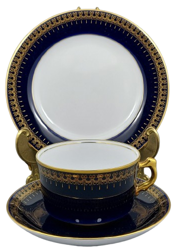 Trio kobaltowe filiżanka i talerzyki - porcelana Romanov Genuine Cobalt (1)