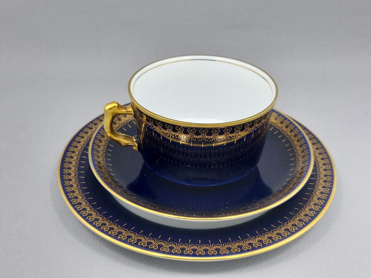 Trio kobaltowe filiżanka i talerzyki - porcelana Romanov Genuine Cobalt (6)