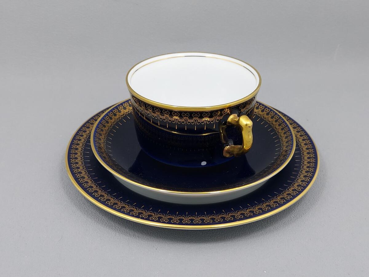 Trio kobaltowe filiżanka i talerzyki - porcelana Romanov Genuine Cobalt (7)