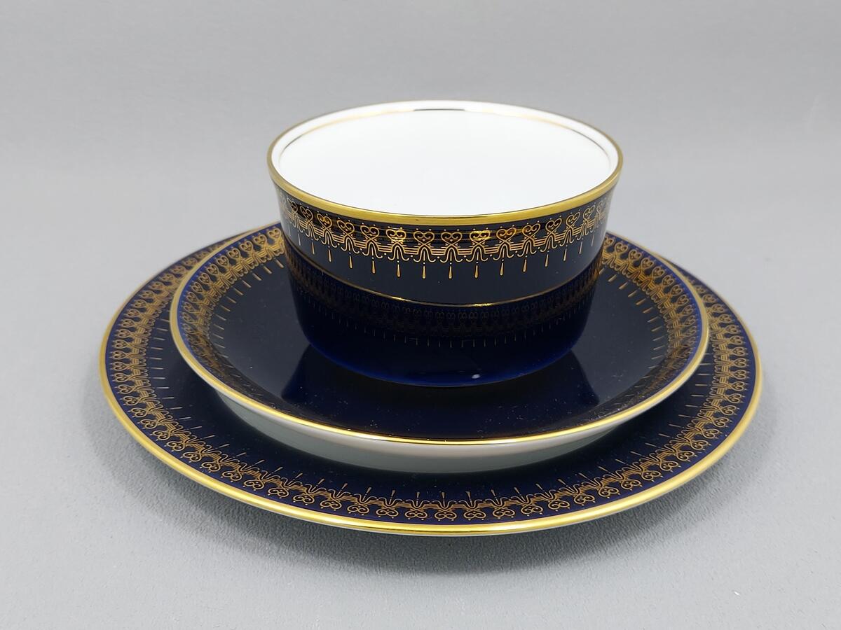 Trio kobaltowe filiżanka i talerzyki - porcelana Romanov Genuine Cobalt (8)