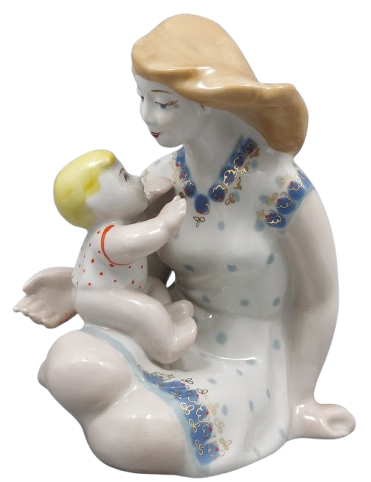 Figurka kobiety z dzieckiem - porcelana Połonne (1)